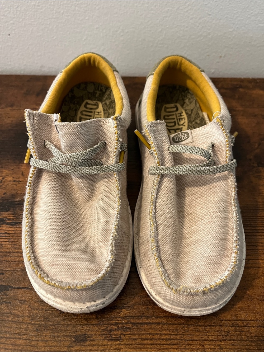 Hey Dude Kids Beige Musheoom Walnut Wally Canvas Slip-On Shoes